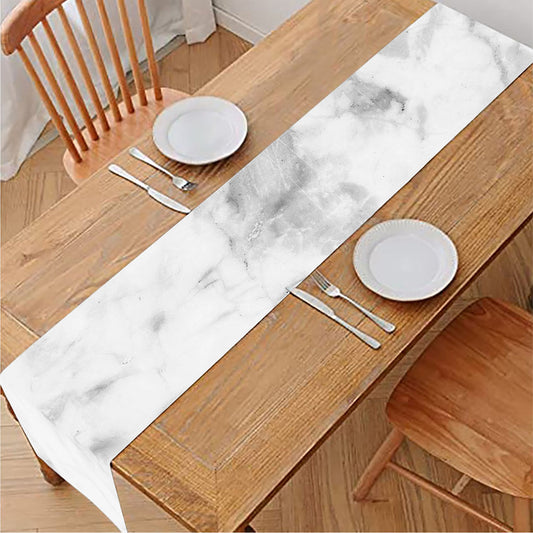 White Smoke Marble Print Table Runner