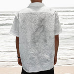 White Smoke Marble Print Textured Short Sleeve Shirt