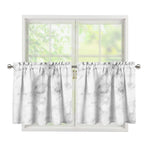 White Smoke Marble Print Tier Curtains