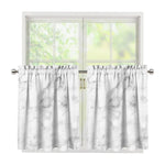 White Smoke Marble Print Tier Curtains