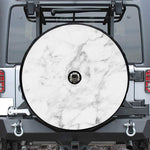 White Smoke Marble Print Tire Cover With Camera Hole
