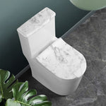 White Smoke Marble Print Toilet Lid And Tank Cover Set