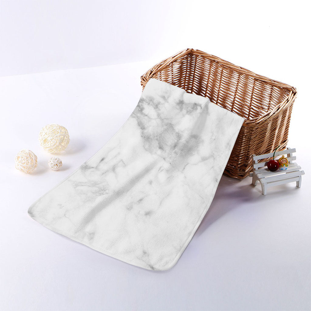 White Smoke Marble Print Towel