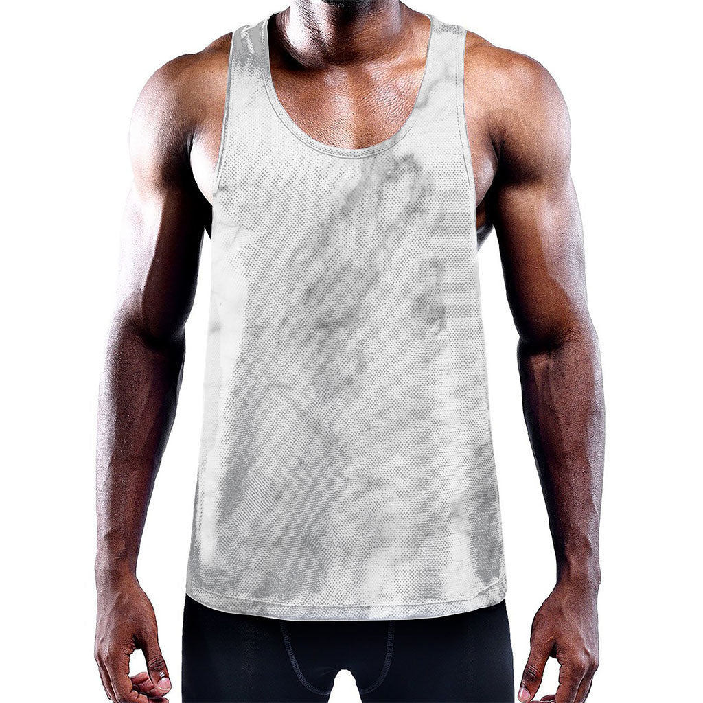 White Smoke Marble Print Training Tank Top