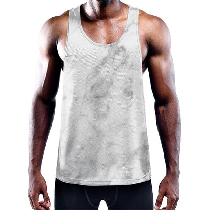 White Smoke Marble Print Training Tank Top