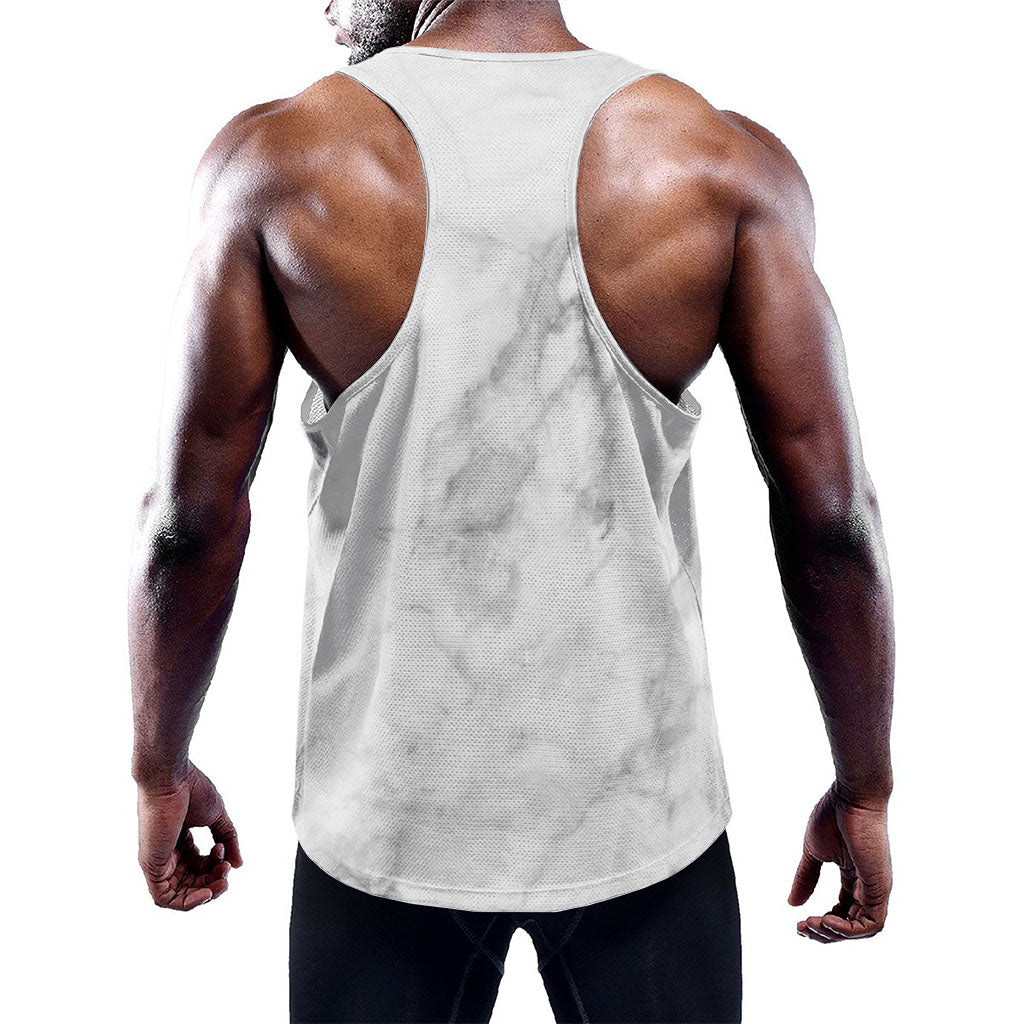 White Smoke Marble Print Training Tank Top