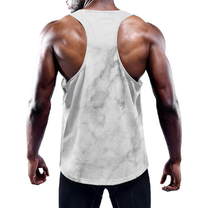 White Smoke Marble Print Training Tank Top