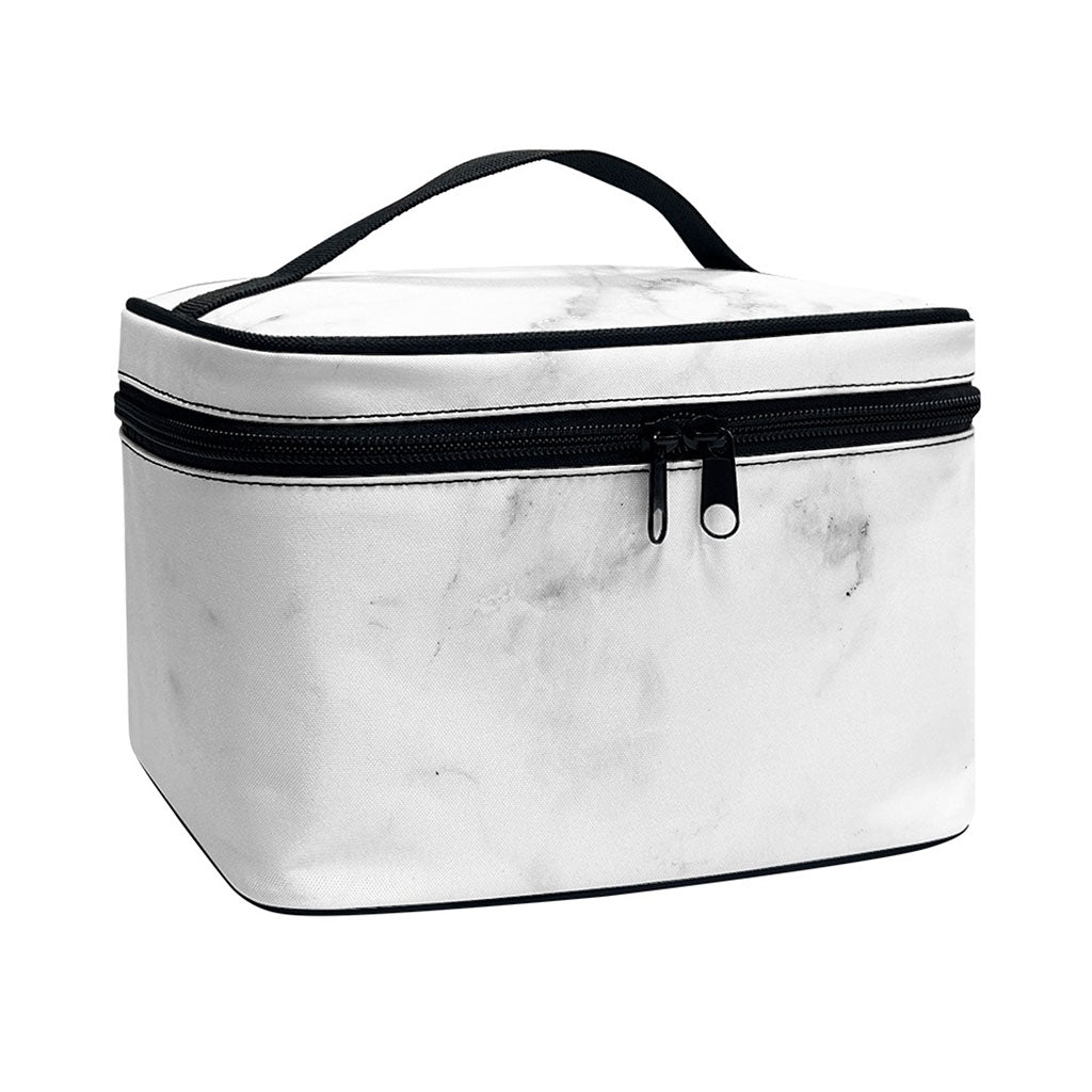 White Smoke Marble Print Travel Makeup Bag