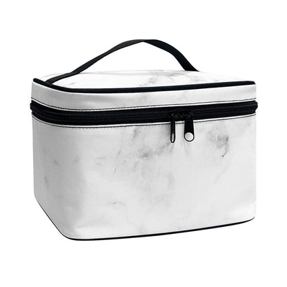 White Smoke Marble Print Travel Makeup Bag