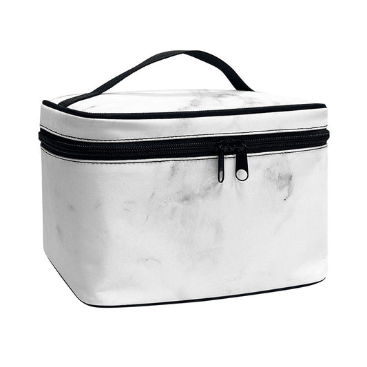 White Smoke Marble Print Travel Makeup Bag