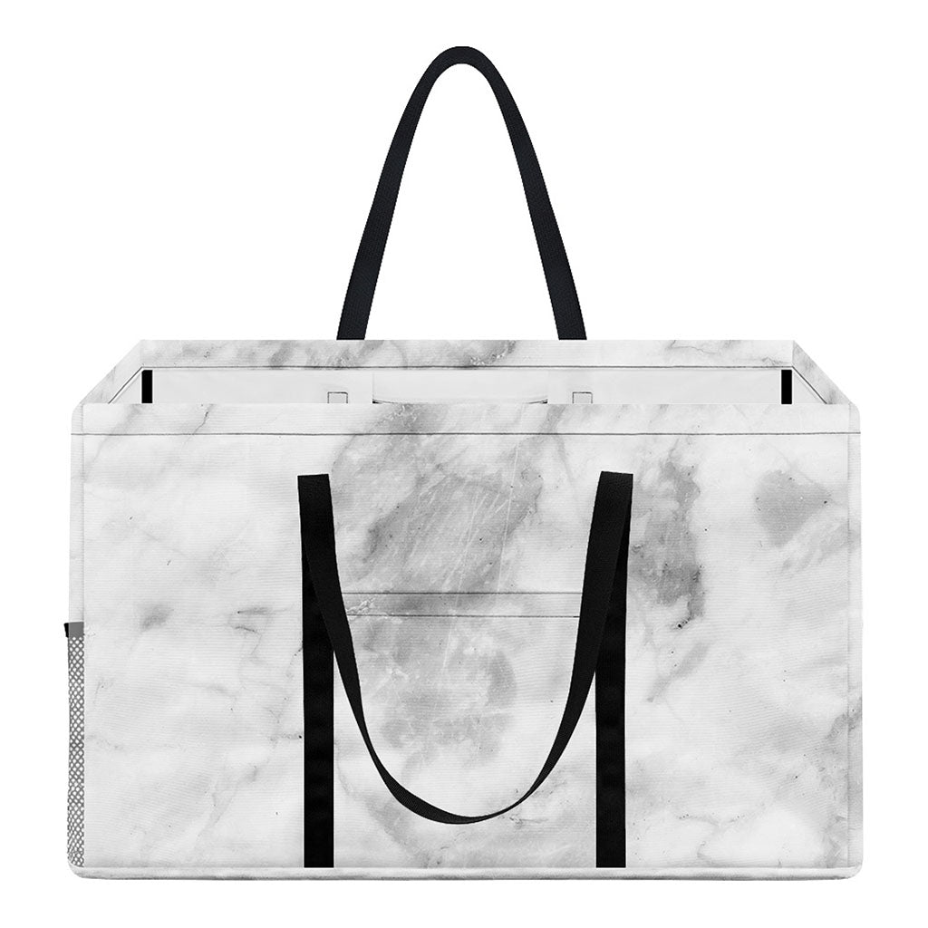 White Smoke Marble Print Utility Tote Bag