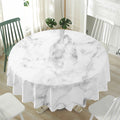 White Smoke Marble Print Waterproof Round Tablecloth