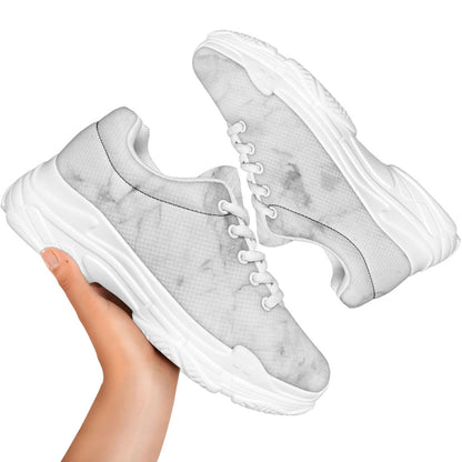 White Smoke Marble Print White Chunky Shoes