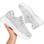 White Smoke Marble Print White Chunky Shoes