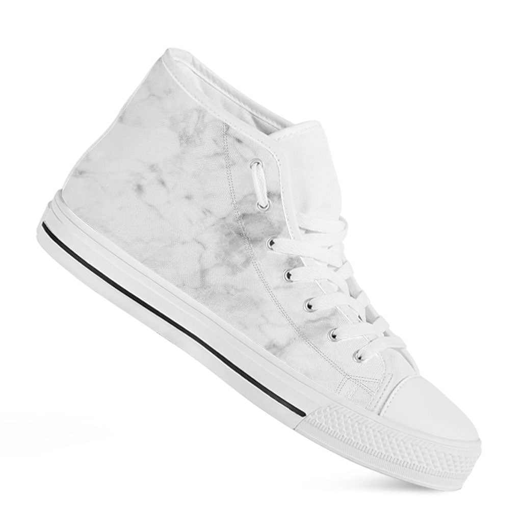 White Smoke Marble Print White High Top Sneakers