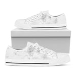 White Smoke Marble Print White Low Top Sneakers