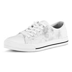 White Smoke Marble Print White Low Top Sneakers