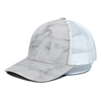 White Smoke Marble Print White Mesh Trucker Cap