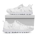White Smoke Marble Print White Running Shoes