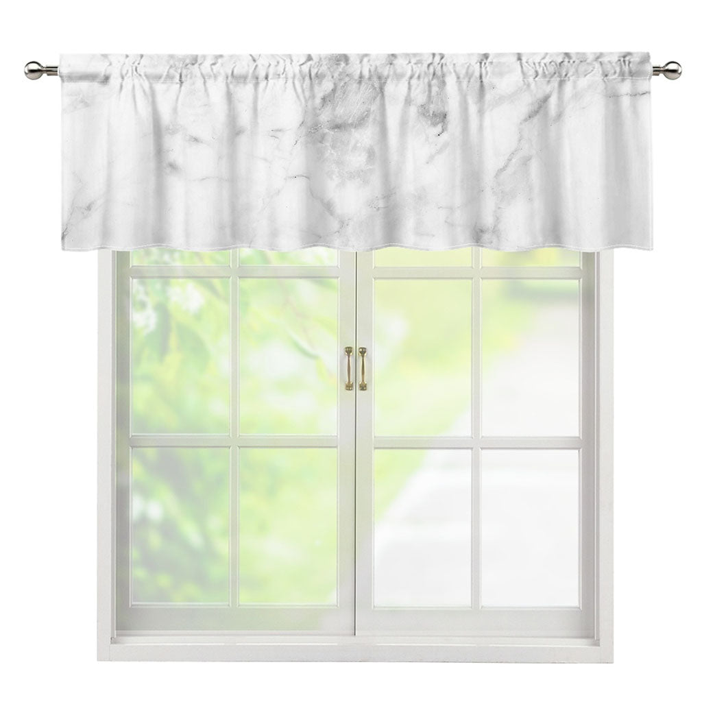 White Smoke Marble Print Window Valance