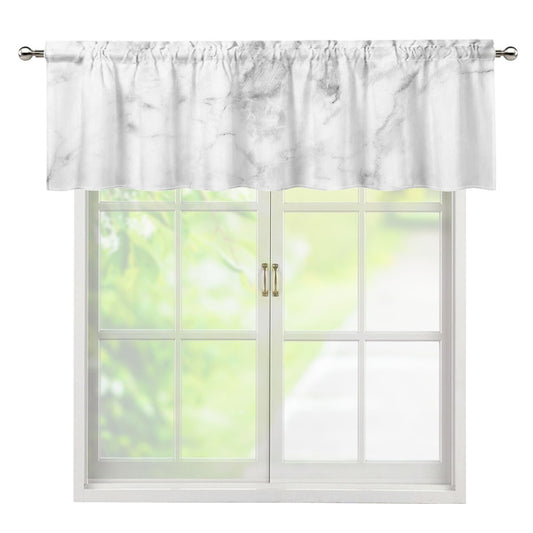 White Smoke Marble Print Window Valance