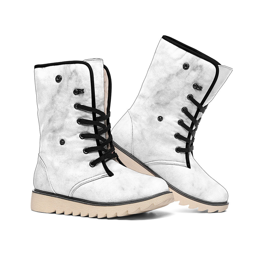 White Smoke Marble Print Winter Boots