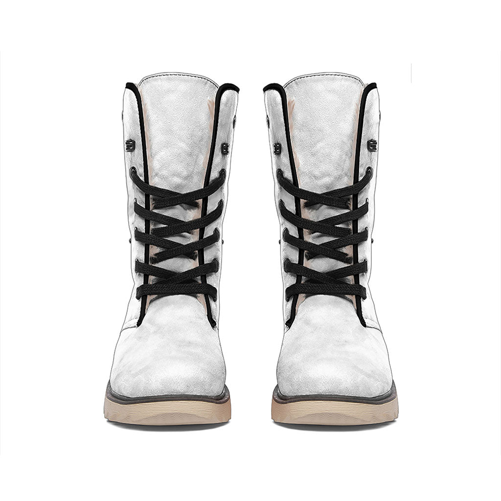 White Smoke Marble Print Winter Boots