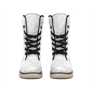 White Smoke Marble Print Winter Boots