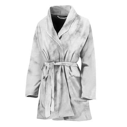 White Smoke Marble Print Women's Bathrobe