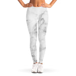 White Smoke Marble Print Women's Leggings