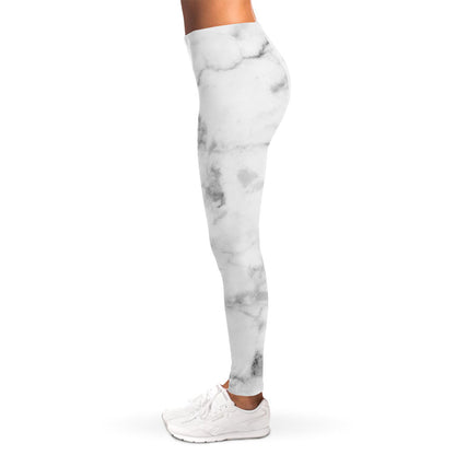 White Smoke Marble Print Women's Leggings