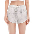 White Smoke Marble Print Women's Split Running Shorts