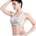 White Smoke Marble Print Women's Sports Bra
