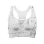 White Smoke Marble Print Women's Sports Bra