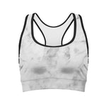 White Smoke Marble Print Women's Sports Bra
