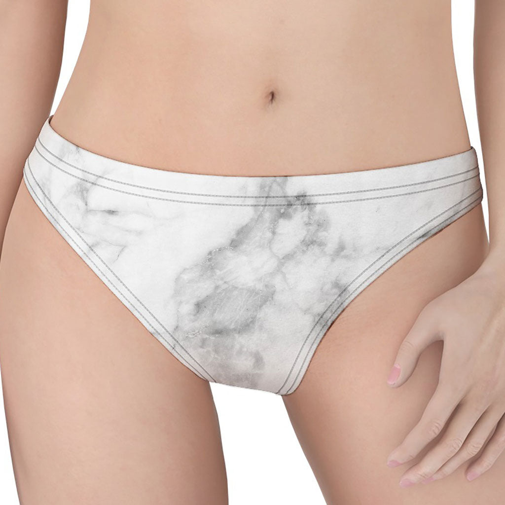 White Smoke Marble Print Women's Thong