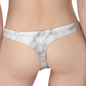 White Smoke Marble Print Women's Thong