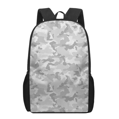 White Snow Camouflage Print 17 Inch Backpack