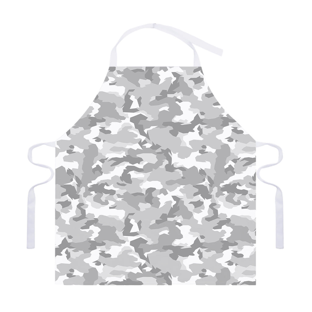 White Snow Camouflage Print Adjustable Apron