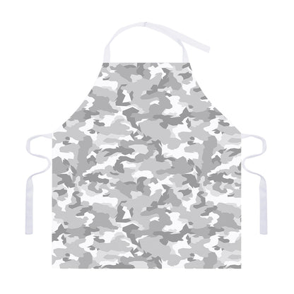 White Snow Camouflage Print Adjustable Apron