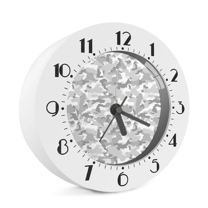 White Snow Camouflage Print Alarm Clock