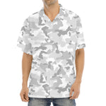 White Snow Camouflage Print Aloha Shirt
