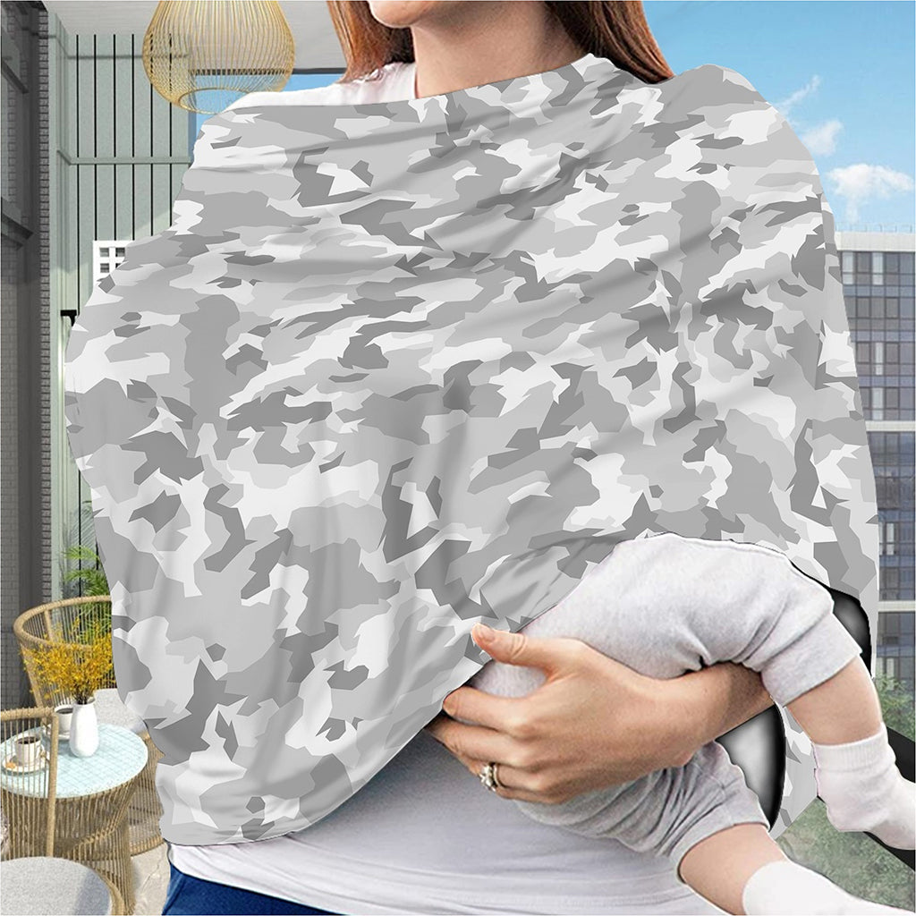 White Snow Camouflage Print Baby Seat Cover