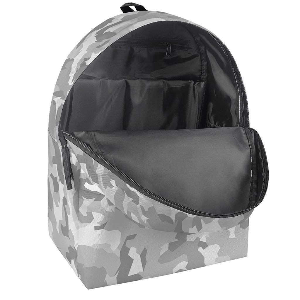 White Snow Camouflage Print Backpack