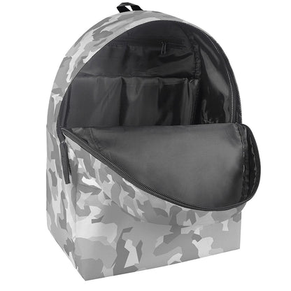 White Snow Camouflage Print Backpack