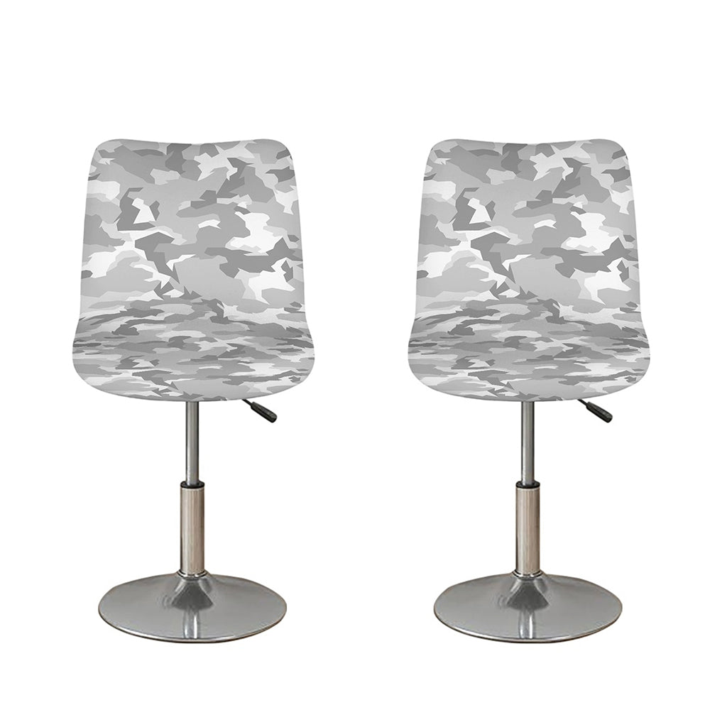 White Snow Camouflage Print Bar Stool Covers
