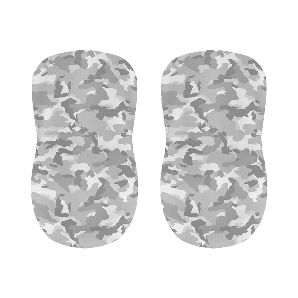 White Snow Camouflage Print Bar Stool Covers