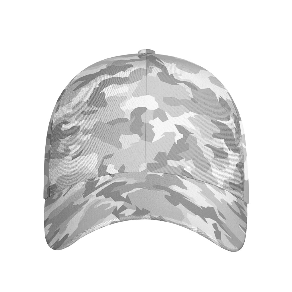 White Snow Camouflage Print Baseball Cap