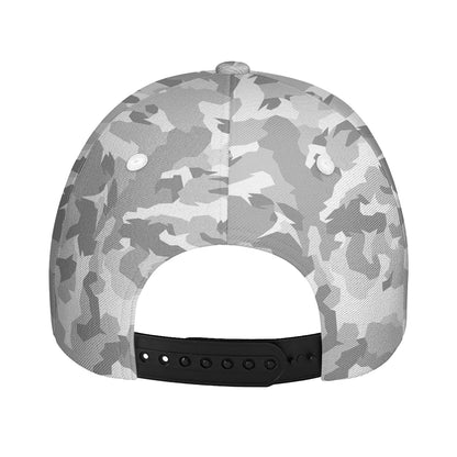 White Snow Camouflage Print Baseball Cap