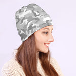 White Snow Camouflage Print Beanie